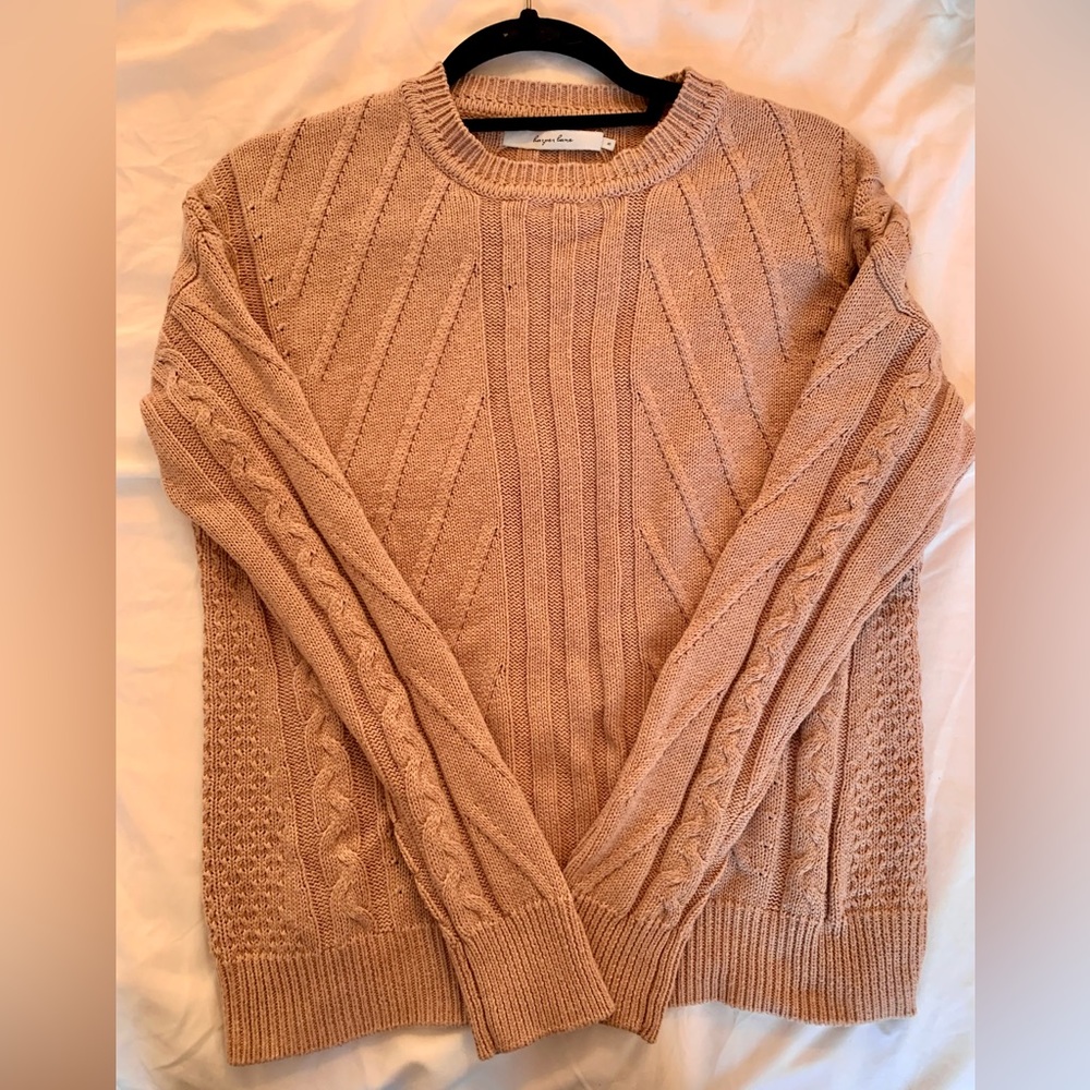 Harper Lane blush pink cable sweater size S